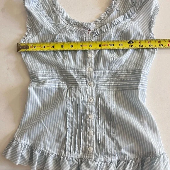 Guess Striped Blue Ruffle Top - Picture 4 of 6